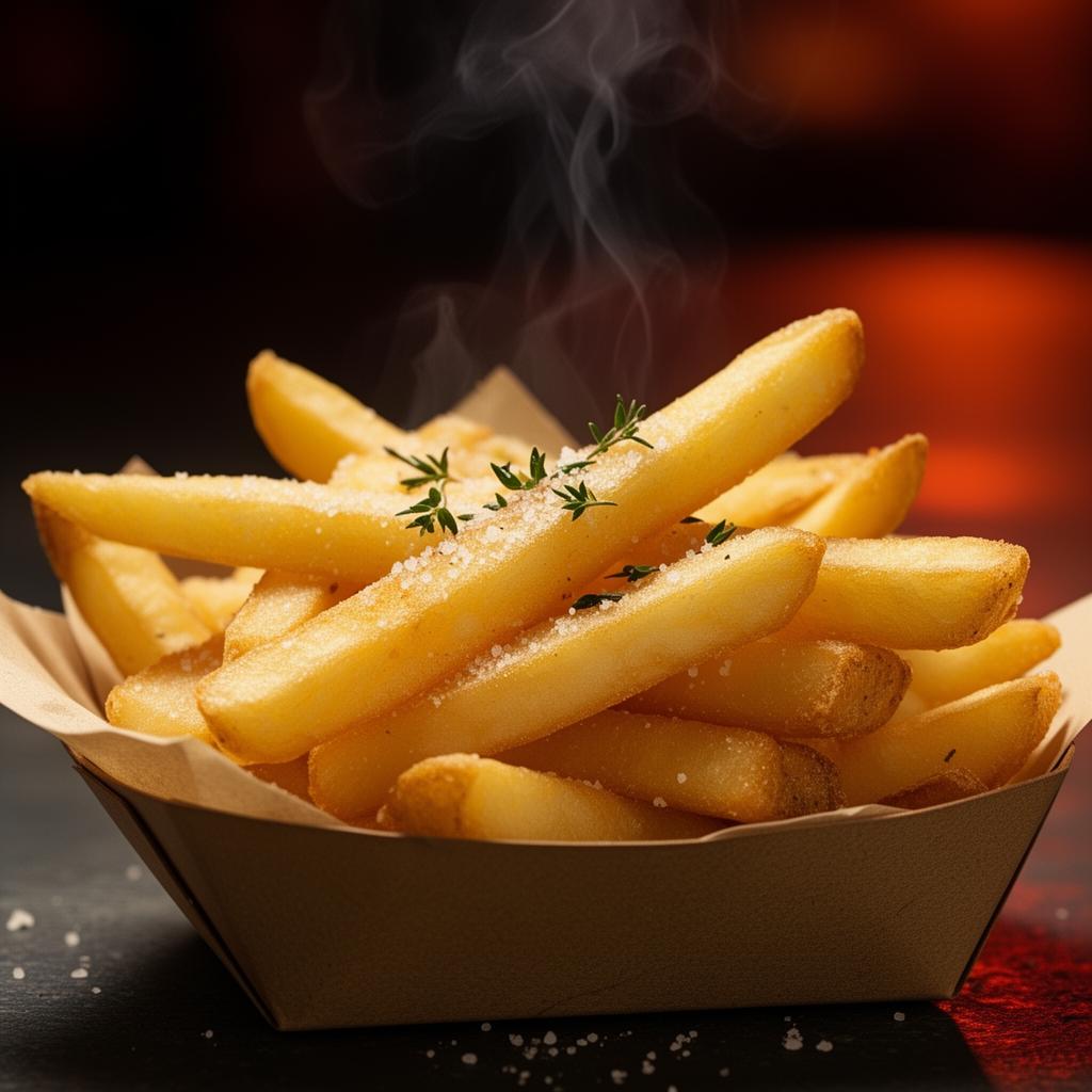 Knusprige Pommes frisch frittiert